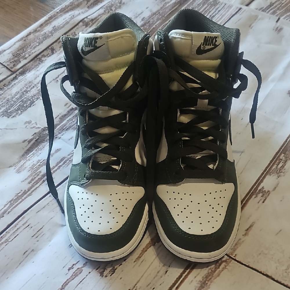 Nike Olive and White High-Top Sneakers